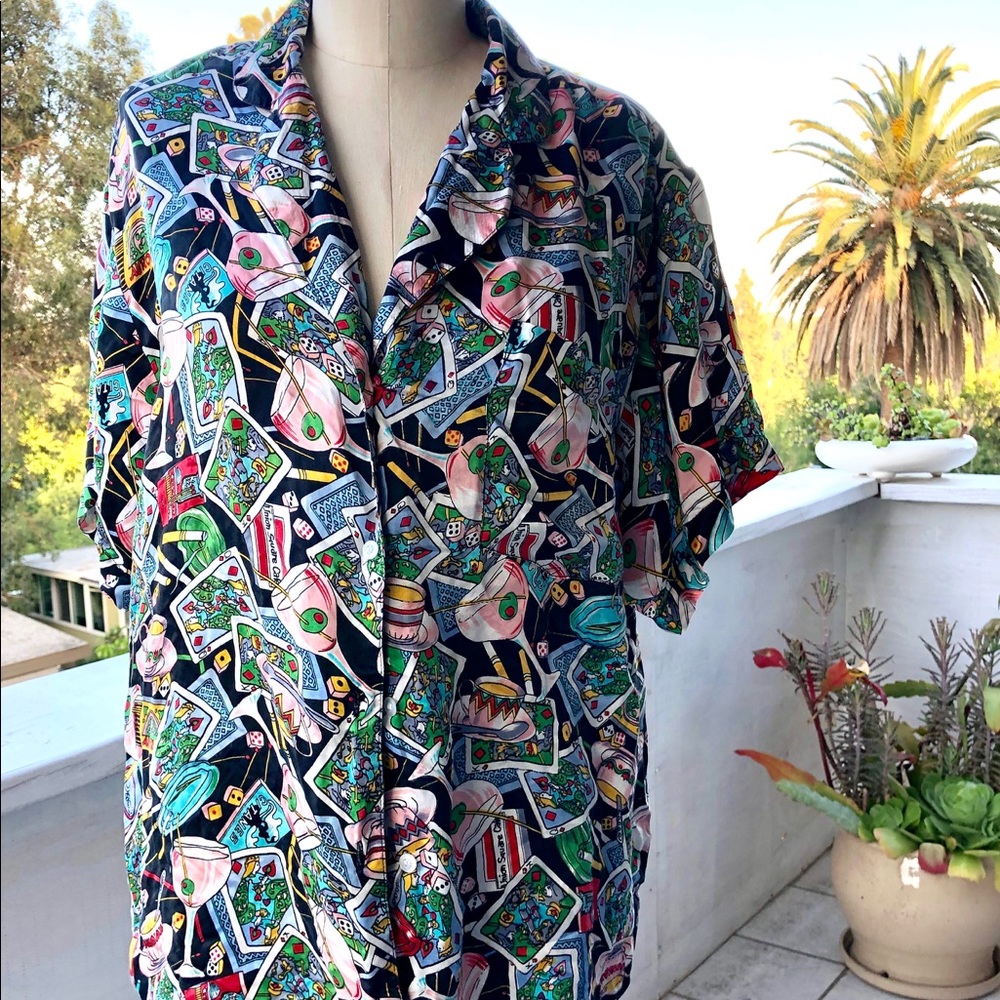 Vintage Edgemont Silk Novelty Pajama Sleep Shirt Top Size PS